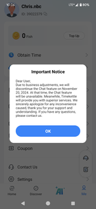 Customer service chat to be discontinued?