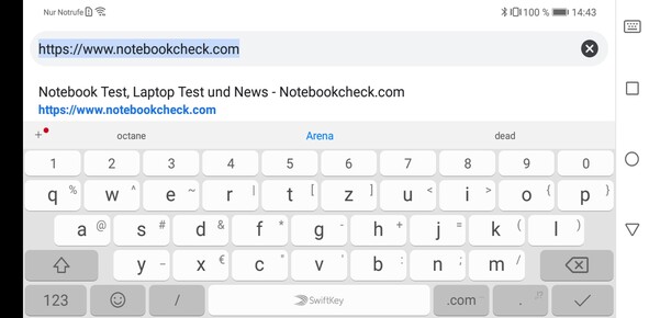 Using the default keyboard in landscape mode