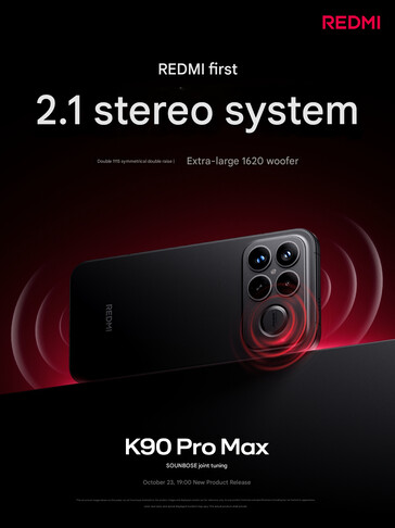 The 2.1 speaker setup of the Redmi K90 Pro Max (Image source: Xiaomi - machine translated)