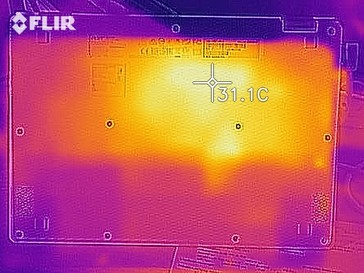 Heat distribution at idle (underside)