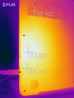 Heatmap of a hotspot on the bottom of the device under sustained load