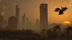 Redrock at sunset with vertical launch aircraft overhead (Image source: Build A Rocket Boy)