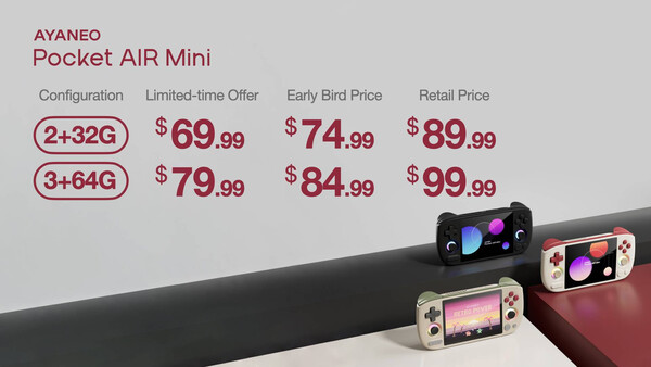 Ayaneo Pocket Air Mini pricing details. (Image source: Ayaneo)