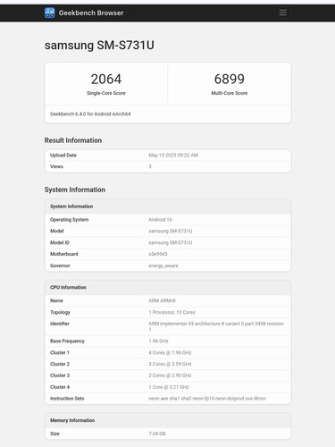 Galaxy S25 FE Geekbench listing (image source: Abhishek Yadav on X)