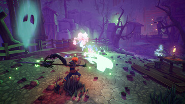 Jack uses his scythe to cut through hordes of undead enemies. (Pictured: A screenshot from Pumpkin Jack)