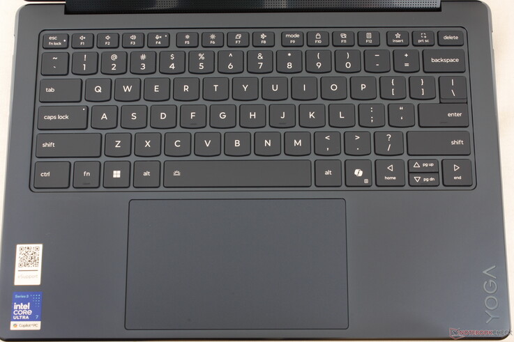 Key labels are now center-aligned for a cleaner look. Otherwise, the typing experience and clickpad size are identical to last year's Yoga 9-in-1 G10