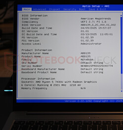 ...as well as the BIOS on the Ninkear A15 Pro.