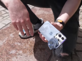 An iPhone 15 Pro after an extreme drop test. (Source: AppleTrack via YouTube)
