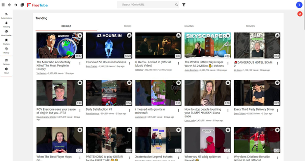 FreeTube works well, but limits you to the machine it is installed on, or a laggy experience through a Docker container (Image Source: FreeTube)