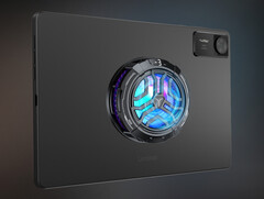 The Legion mobile cooler costs around $28 in China. Pictured: the accessory connected to a gaming tablet. (Image source: Lenovo)