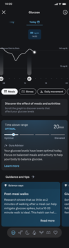 A screenshot of the Oura app's Glucose feature. (Image source: Oura)