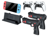The Sjgam M20 Pro comes with a dock, two gamepads and two light guns. (Image source: Retro Handhelds) 