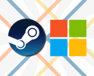 If the leak is true, Steam titles could become available within the Microsoft Store through backend linking. (Image source: Steam, Microsoft - edited)