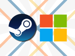 If the leak is true, Steam titles could become available within the Microsoft Store through backend linking. (Image source: Steam, Microsoft - edited)