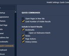 Vivaldi 2.1 Quick Commands settings (Source: Own) 