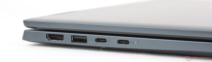 Left: HDMI 1.4, USB-A 3.2 Gen. 1, 2x USB-C 3.2 Gen. 2 w/ DisplayPort + Power Delivery
