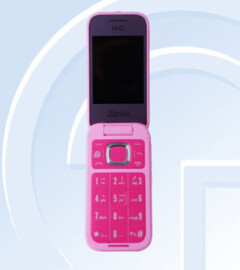 HMD Global's next flip phone is only expected to be available in a single 'Barbie Pink' colour option. (Image source: TENAA via GSMArena)