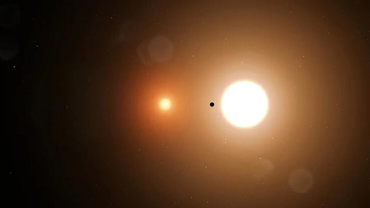 An artist's illustration showing a binary system.
