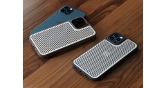 The iPhone 12 Pro with its new cheesegrater case. (Source: Yanko Design)