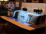LG shows a potential application for its 77-inch flexible OLED as a smart desk. (Source: LG Display)
