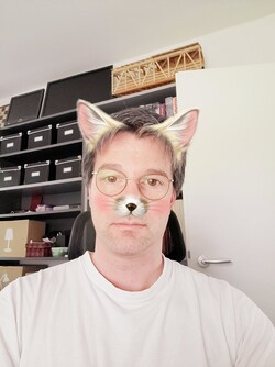 Picture taken with the selfie camera (AR sticker)