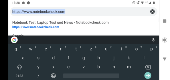 Using the default keyboard in landscape mode