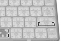 A close-up of the scissor switches on the Magic Keyboard. (Image source: iFixit)