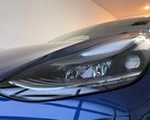 A closeup shot of the 2021 Model 3's LR headlight
