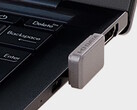 The I-O Data SSPJ-UTC flash drive sits quite flush against the USB-C port. (Image source: I-O Data)