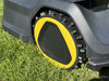 One of the three driven wheels
