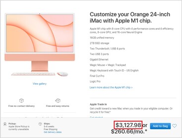 Most expensive M1 iMac with 8-core GPU. (Image source: Apple)