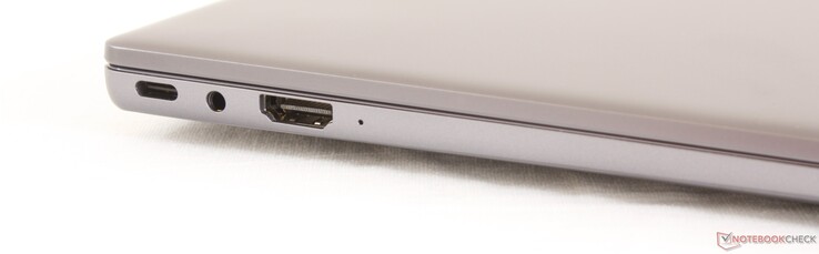 Left: USB Type-C (DisplayPort and Charging), 3.5 mm combo audio, HDMI