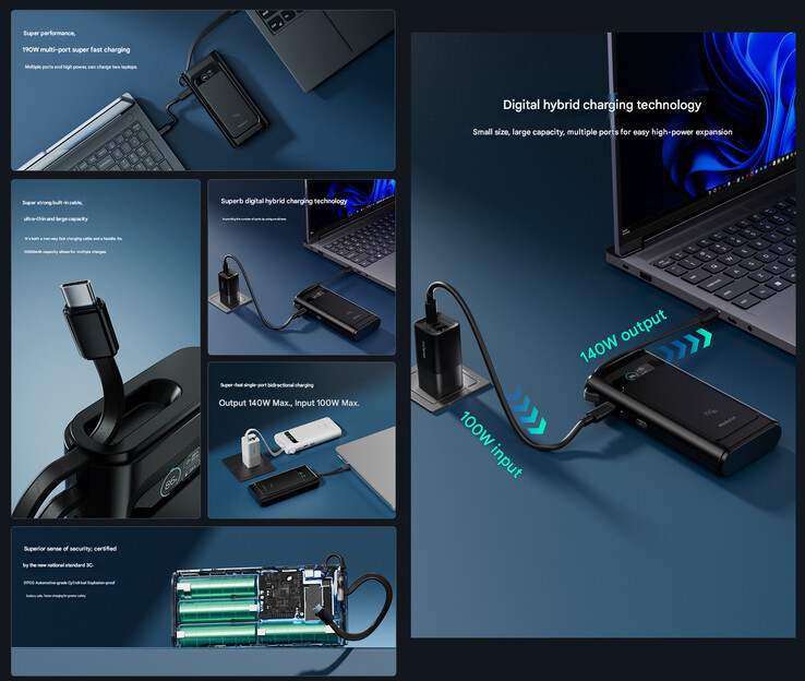 Main highlights of the power bank (Image source: Lenovo - machine translated)