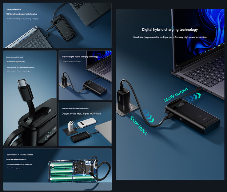 Main highlights of the power bank (Image source: Lenovo - machine translated)