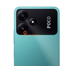 The POCO M6 Pro 5G in its turquoise colour option. (Image source: Pricebaba)