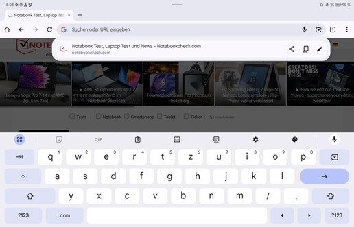 Keyboard in landscape mode