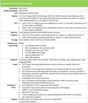 Acer Spin 5 Specs. (Source: Acer)