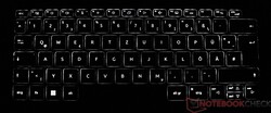 Acer Swift Edge SFE16's keyboard (lit)