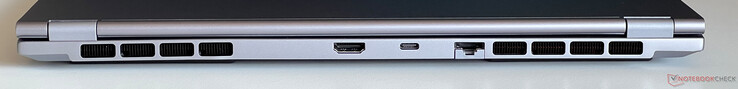 Back: HDMI 2.0b, USB-C 4.0 (40 Gbit/s, DisplayPort ALT mode 1.4a, Power Delivery), Gigabit Ethernet