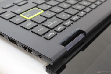 The 360-degree hinges feel firm and uniform at all angles with no teetering when typing