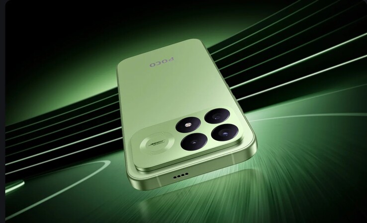 The Poco F9 Pro in Aurora Green.