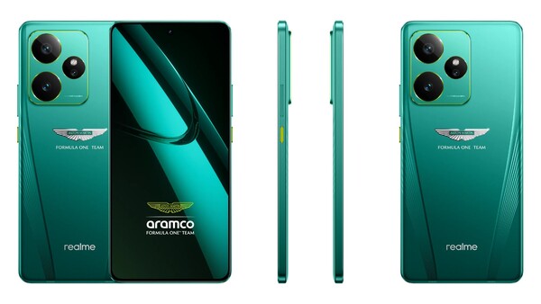 The Realme GT 7 Dream Edition has a yellow power button and yellow accents around the camera island. (Image source: Realme)