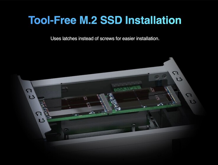 The Asustor Lockerstor NAS system also sports tool-free SSD installation. (Image source: Asustor)