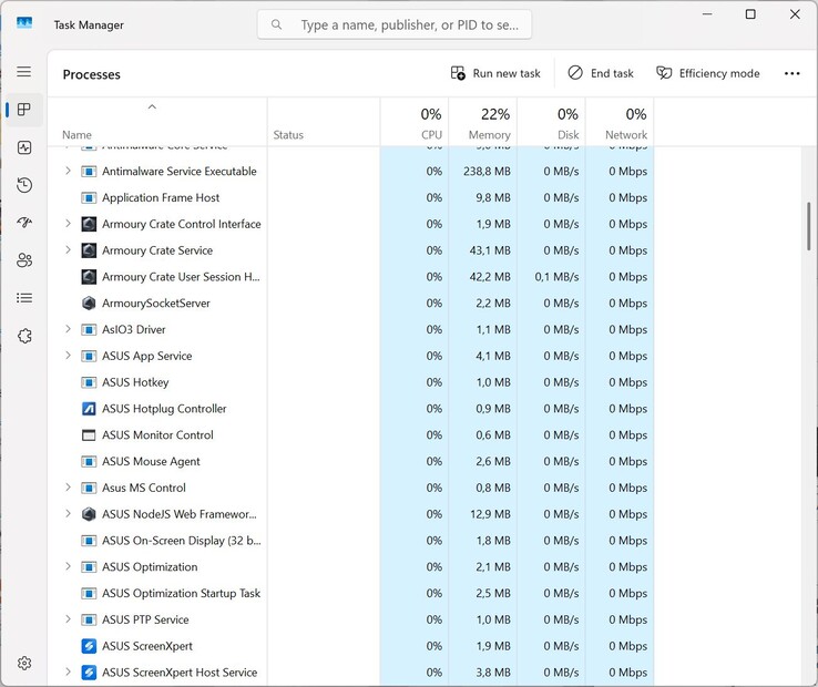 This is just an incomplete overview of all the Asus processes running in parallel.