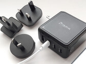 BMX GaNSTA 140W USB charger with worldwide AC adapters.