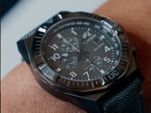 A close-up shot of the Citizen Nighthawk CA0897-04H with its dark gray dial.