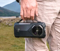 The Fossibot F113 smartphone has a convenient carry strap on its side. (Image source: Fossibot)