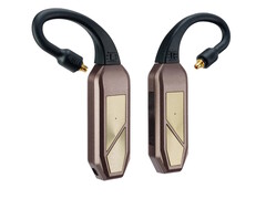 The iFi Go Pod Max wireless DAC attaches directly to IEMs and is worn around the ears. (Image source: iFi)