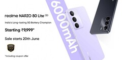 The Realme Narzo 80 Lite 5G comes in crystal purple and onyx black color options (Image source: Realme)