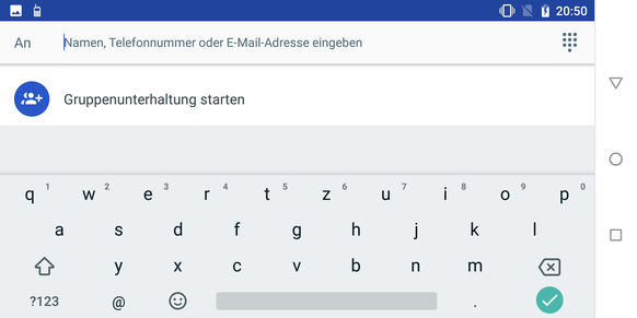 Using the default keyboard in landscape mode